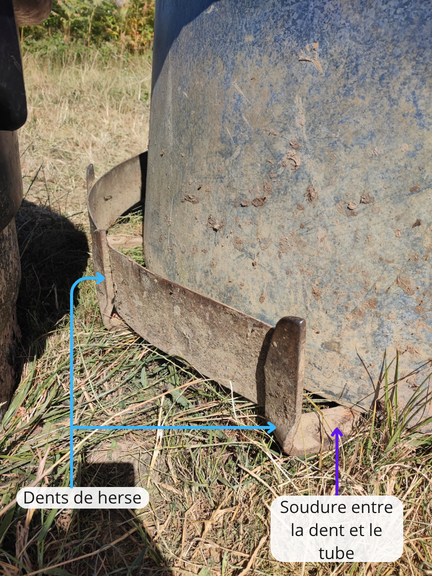 Photo annotée de l'arrière du traîneau